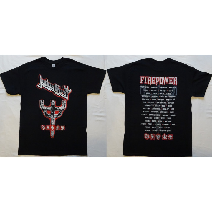 Judas Priest Firepower Official T-Shirt World Tour 2018 Graphic Emblem Date Back