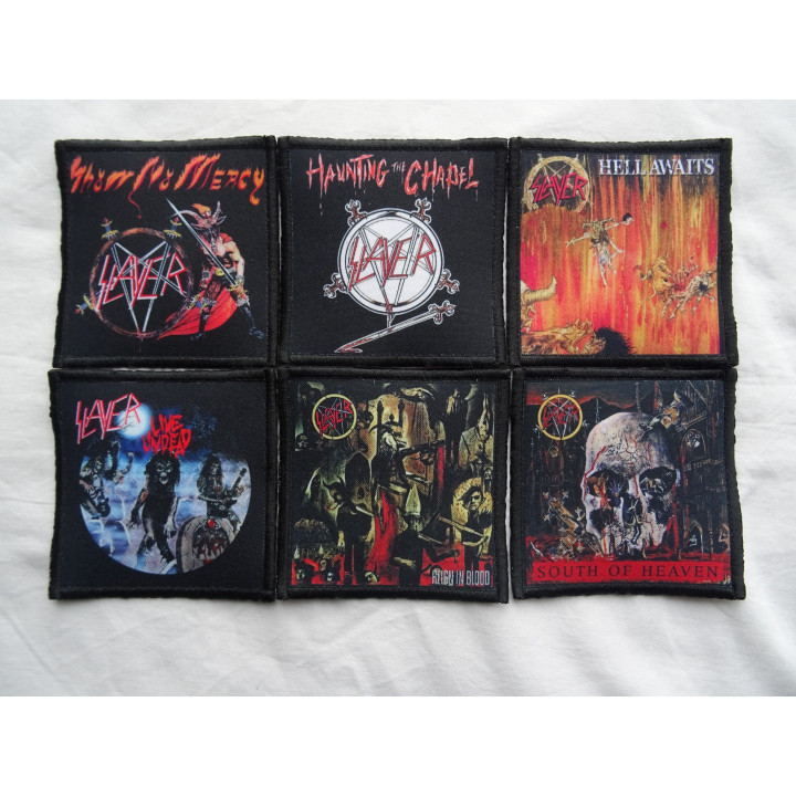 Slayer Set of 6 Patches Show No Mercy Hell Awaits Haunting the Chapel Live Undead Reign in Blood South of Heaven Patch BackPatch