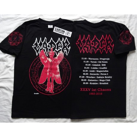Vader Pazuzu Free Shipping XXXV Years of Chaos 1983-2018 Poland Tour Official T-Shirt Unique Official repress front of 1993 T-Sh
