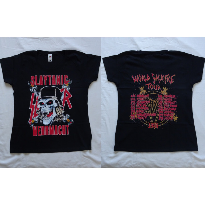 Slayer Slaytanic Wehrmacht Free Shipping World Sacrifice Tour 1989 Girly Women TShirt Angel of Death Regin in Blood Thrash Metal