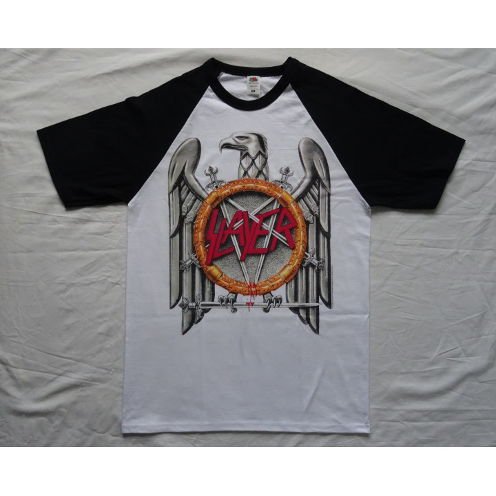 Slayer Silver Eagle Official Baseball White Black T-Shirt Free Shipping Real Photo