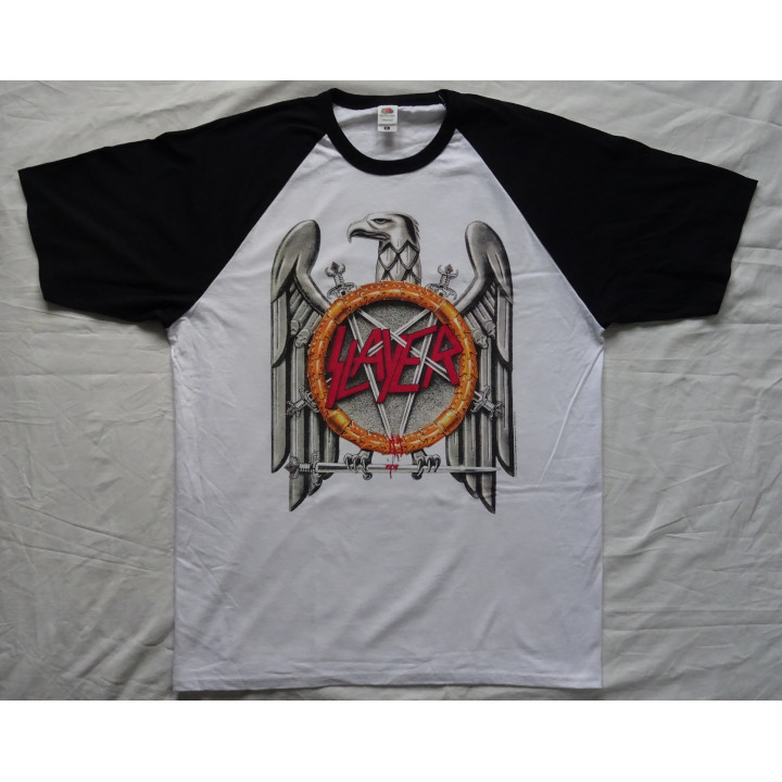 Slayer Silver Eagle Official Baseball White Black T-Shirt Free Shipping Real Photo