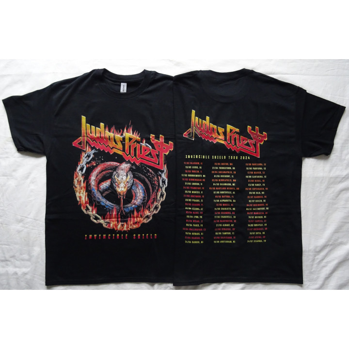 Judas Priest Invincible Shield Europe and Us Tour 2024 Serpent Itin Tee World Tour Official T-Shirt Real Photo 