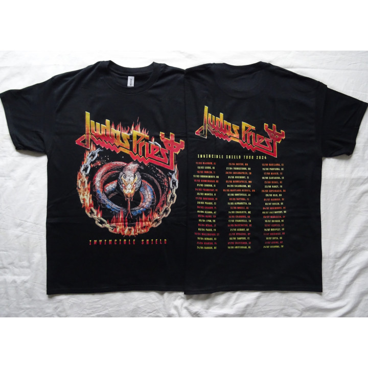 Judas Priest Invincible Shield Europe and Us Tour 2024 Serpent Itin Tee World Tour Official T-Shirt Real Photo 