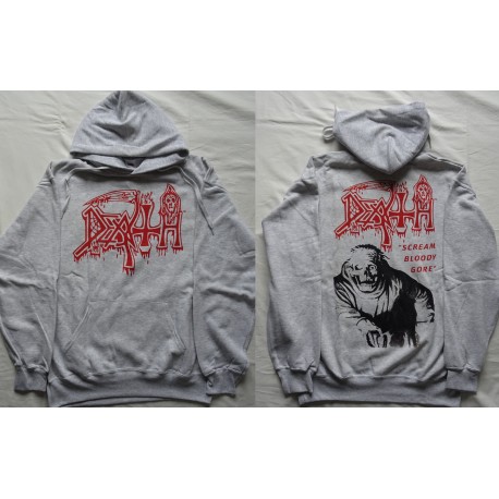 Death Scream Bloody Gore Official Gray Hooded Sweat (No Zip) Classic Death Metal Cult Legend Album 1987 Death Metal 