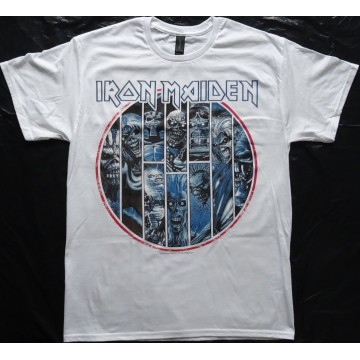 IRON MAIDEN Official Ten Circles Eddie White T-shirt Free Shipping!