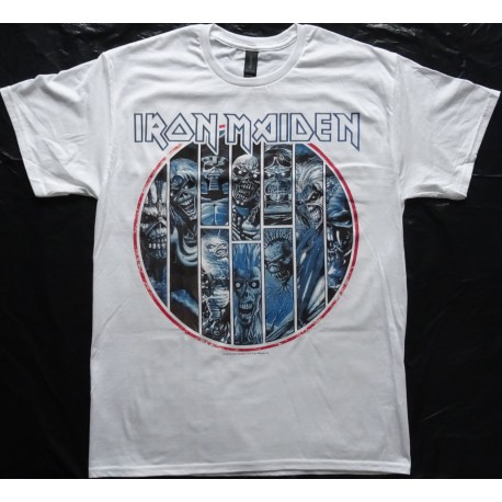 IRON MAIDEN Official Ten Circles Eddie White T-shirt Free Shipping!
