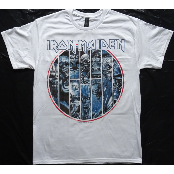 IRON MAIDEN Official Ten Circles Eddie White T-shirt Free Shipping!