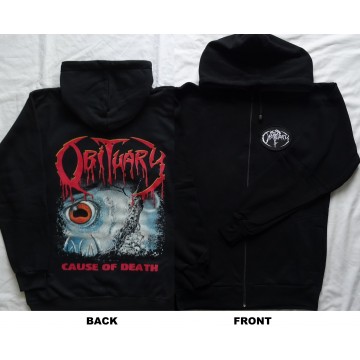Obituary Cause of Death Zipper Hoodie Official Classic Florida Death Metal 