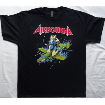 Airbourne Free Shipping Official T-Shirt Straddled Pin-Up Official T-Shirt
