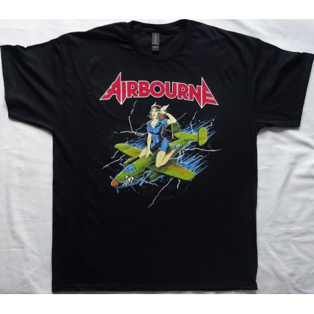 Airbourne Official T-Shirt Straddled Pin-Up Real Photo 