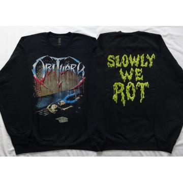Obituary Slowly We Rot Free Shipping Official Oversized Crewneck Sweatshirt Gildan Without a Hood Männer Ohne Kapuze