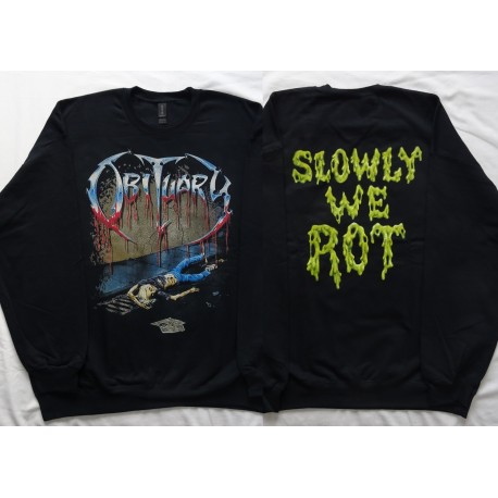 Obituary Slowly We Rot Florida Death Metal Official Oversized Crewneck Sweatshirt Gildan Without a Hood Männer Ohne Kapuze
