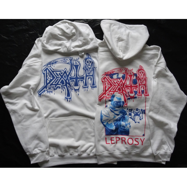 Death Leprosy Posterized White Pull Over Hoodie New Official Kapuzenjacke All Size Alle Größe Death Metal