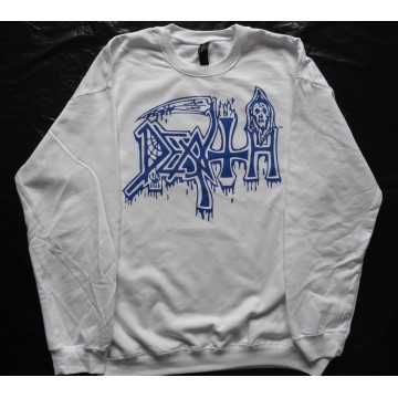 Death Posterized White Crewneck Sweatshirt New Official Pullover All Size Alle Größe Death Metal Real Photo